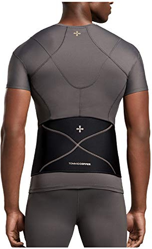 Tommie Copper Men’s Comfort Back Brace, Sweat Wicking Breathable Back & Muscle Compression Support for Everyday - Black - Large/X-Large