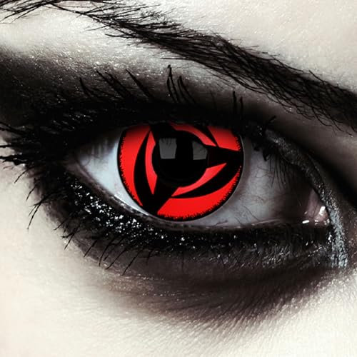 DESIGNLENSES rot schwarze farbige Kontaktlinsen, 1 Paar/ 2 Stück, Sharingan Hatake Kakashi's Mangekyou Cosplay Hatake Kakashi