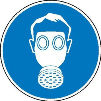 Indigos UG Aufkleber Atemschutz benutzen Gebotsschild - 10 cm - selbstklebender Sicherheits Aufkleber für Tür oder Wand - Warnschild für Gebäude, Hotel, Büro, Firma, Haus, Praxis