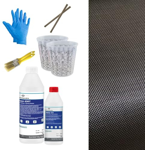 DD Composite Carbon Komplett-Set 0,5m² Leinwand Epoxidharz transparent Carbongewebe Top Qualität einzigartige Optik individuelles Design Kohlefaser