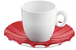Guzzini - Grace, Set 6 Tazzine Caffè in Porcellana - Rosso, 35 x 30 x h9,5 cm - 28740165