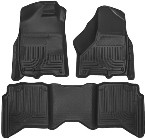 Husky Liners Weatherbeater Floor Mats | Fits 2009 - 2024 Ram 1500 (19-24 CLASSIC BODY ONLY) CREW CAB; 2010-2018 Ram 2500/3500 w/Auto Trans. | Front & 2nd Row, 3-pc Black - 99001