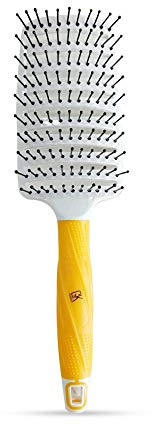 GK HAIR Global Keratin Professionelle gebogene belüftete Bürste 2.5 Zoll für Blow Drying Styling Detangling Vent Brush mit Pin Borsten & Anti-Rutsch-Griff für lange lockiges verwirrtes glattes Haar