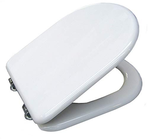 Ercos Tavoletta per Wc Ydra a Pavimento, Copriwater Compatibile Pozzi Ginori Ydra a Pavimento, con Cerniere Metalliche Cromate Regolabili, Legno Fibra Vetrosa SMC, Bianco Antigiallente, Made in Italy
