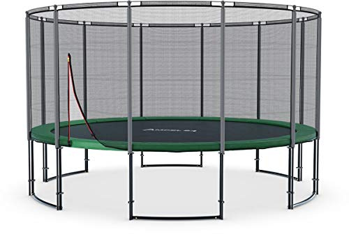 Ampel 24 Trampolin Outdoor Ø 305/366/430 cm Deluxe schwarz/grün | GS-Zertifikat, Kinder Gartentrampoline, Komplettset mit Randabdeckung und Sicherheitsnetz, pulverbeschichteter Rahmen