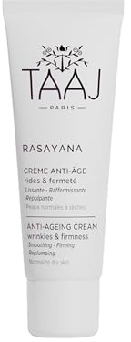 TAAJ | Crème Anti-Âge - RASAYANA | Lissante, Raffermissante & Repulpante | Apporte une réponse ciblée contre les Rides, Ridules & la perte de Fermeté | Rides Lissées | Peau plus Ferme | Vegan | 50 ml