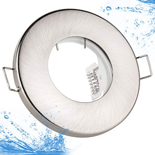 JungesLicht - IP65 Einbauleuchte Aqua, für 55-68mm Löcher, inkl. GU10 und GU5.3 Fassung, nicht schwenkbar, Einbauspot, Bad Einbaustrahler, Deckenspot, Downlight, ohne Leuchtmittel, Einbaurahmen