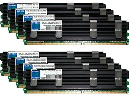 GLOBAL MEMORY 8GB (8 x 1GB) DDR2 800MHz PC2-6400 240-PIN ECC Fully BUFFERED DIMM (FBDIMM) Memoria RAM Kit para Mac Pro (PRINCIPIOS DE 2008)