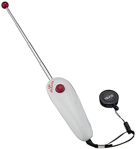 TRIXIE Cat Activity Target Stick für Katzen - mit Clicker-Taste & Gürtelclip - nasenschonende Kugel - 14–65 cm - 45991