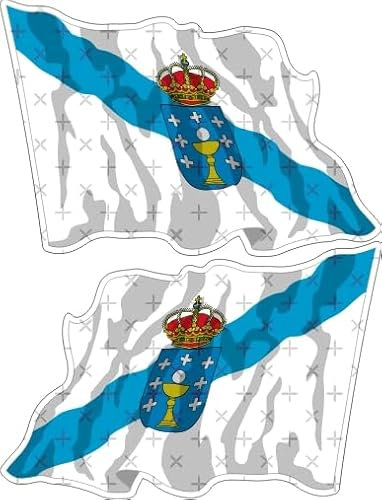 Galicia España Español 3 de bandera de saludando Gallegos (75 mm) vinilo Parachoques Pegatinas, calcomanías x2