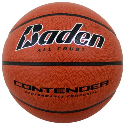 Baden Contender Official Basketball | Durable Indoor-Outdoor Basketball for Youth & Adults, Wide Channel, Natural Orange, 27.5-Inch