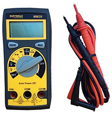 Martindale MM39 - LCD Auto Ranging 600 Volt, 10 Amp AC/DC Standard Digital Multimeter With Large Rotary Knob, Measures Resistance, Continuity And More! by Martindale