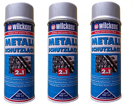3 x WILCKENS Vernis 400 ml Métal Protection Peinture spray 2 en 1 Protection contre la rouille Argenté 1 l/8,33 & # x20ac ;