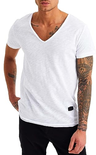 Leif Nelson La Camiseta para Hombre con Cuello en V LN-6280