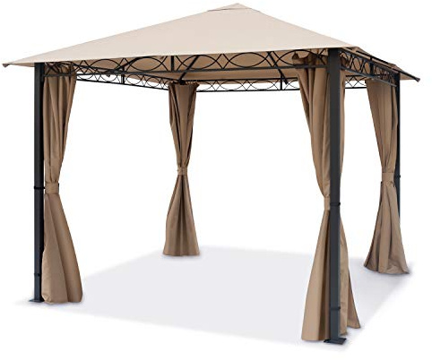 TOOLPORT Garden pavilion 3x3 m waterproof PREMIUM pavilion with 4 side-panels curtains garden tent approx. 220g/m² roof tarpaulin in taupe party tent