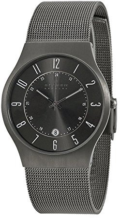 Skagen Herrenuhr Sundby Titanium, DreizeigerDatumswerk, 37mm Charcoal Titanium Gehäuse mit EdelstahlMeshArmband, 233XLTTM