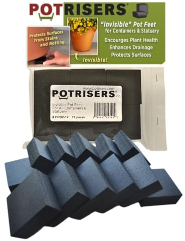 POTRISERS 12 Pack Large 2 Wide x 3/4 Tall Value Pack | Invisible Pot Feet & Plant Risers | Drainage & Airflow for Planters, Pots, Garden Decor | Patios, Decks, Gardens