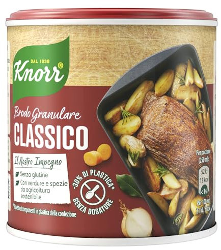 Knorr Brodo Granulare Classico, Senza Glutine, Lattosio e Conservanti, Ricco di Sapore, Ideale per il Tuo Ragù e Carne alla Griglia, 150g
