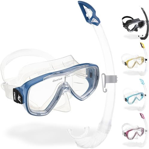 CRESSI Onda Combo Set Transparent/Blue - Maschera Onda + Snorkel Mexico per Immersioni e Snorkeling, Trasparente/Blu, Taglia Unica, Unisex