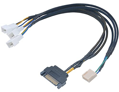 Akasa FLEXA FP3S | 1 bis 3 Wege | 4-poliges PWM-Lüfterverteilerkabel | Unterstützt 3 PWM-Lüfter von einem einzigen Motherboard-PWM-Header | Schwarzes geflochtenes Kabel | 30cm