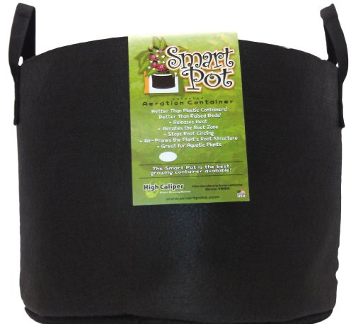 Smart Pots 15-Gallon Smart Pot Soft-Sided Container, Black with Strap handles