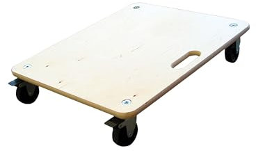 HSI Transportroller Schwerlast bis zu 300 kg 600 x 500 mm - Blockierbarer Möbelroller ohne Wegrollen, Rollbrett mit harten Rollen, Transportwagen für Möbel oder Waschmaschine, Mit Tragegriff