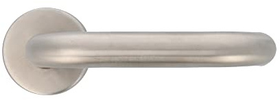 Amig - Set di maniglie con rosetta per porte - mod. 3R - 136 x Ø19 mm - Quadretto da 8 mm - Design elegante e semplice - Acciaio inossidabile - Argento