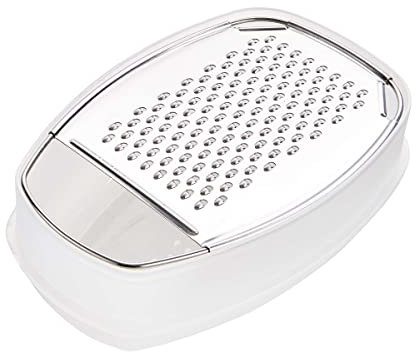 BUTLERS Parmesanreibe mit Behälter BON FROMAGE - 3-teilige Käsereibe aus Edelstahl mit Aufbewahrungsbox (15,5 x 10 x 6,2 cm) Parmesandose Käsehobel