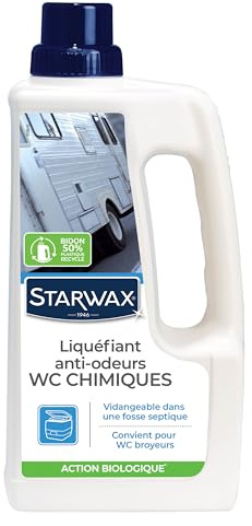 STARWAX Liquéfiant désodorisant pour WC chimiques 1L | Liquéfie matières organiques et papier hygiénique réduit les odeurs, compatible fosse septique, action biologique par enzymes