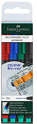Marker Faber-Castell Multimark, 4er-Set, inkl. Spezialradierer, in div. Varianten permanent S