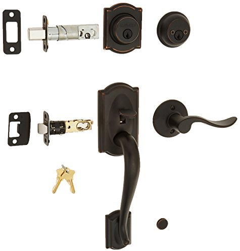 Schlage F62-CAM-ACC-RH Camelot Right Hand Double Cylinder Handleset with Accent, Aged Bronze