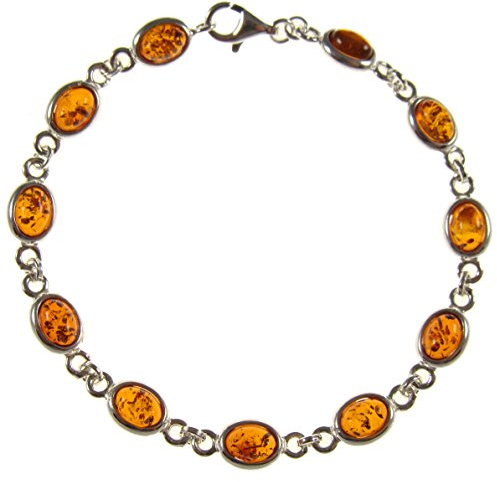 Pulsera de plata de ley 925 con ambar del Baltico joyeria
