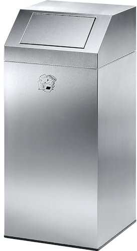 VAR | Edelstahl-Abfallsammler | für innen und außen | Volumen 76 l | BxHxT 380 x 890 x 380 mm | mit Edelstahl-Innenbehälter