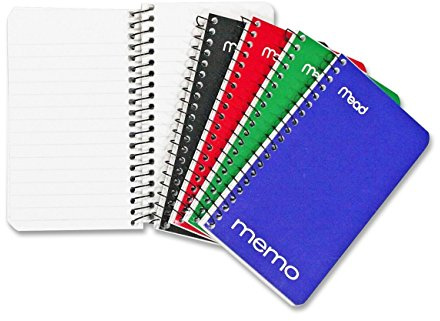 Mead Spiral Memo Notebook, 8 Pack, Pocket Notebook, College Ruled Paper, 3 x 5, 60 Sheets per Notebook, Assorted Colors (73605)