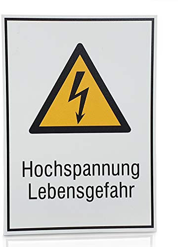 Betriebsausstattung24 Warn-Kombischild „Hochspannung Lebensgefahr “ - Sicherheitsschild/Warnschild - Betriebssicherheit - Folie, 21,0 x 29,7 cm