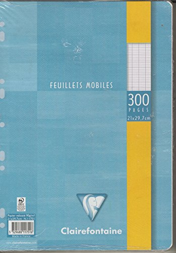Clairefontaine 11751C - Packung mit 150 Blatt Ringbucheinlagen DIN A4 21x29,7 cm, 90g gelocht, französische Lineatur, eingeschweißt, Weiß, 1 Pack