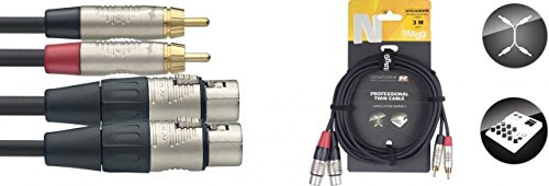 Stagg 25019335 Audio Twinkabel (3m, 2x Cinch Stecker-auf- 2x XLR FeStecker)