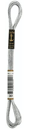 Anchor 4180000-00301 Stickgarne, 65% Viskose, 35% MetallisedPolyester, silber, 8m, 4 Gramm