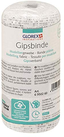 GLOREX 6 9502 60 - Keratex Gipsbinde, 10 cm x 2 m, hautfreundliches Modelliergewebe, zum Basteln und Modellieren, für Masken und Abdruck von Babybauch