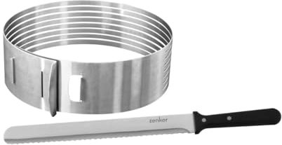 Zenker 7704 Tortenboden-Schneidhilfe-Set, mit Konditor- bzw. Glasurmesser Patisserie,Profi-TortenmesserzumSchneidenfürSchicht-Torten,Torten-ZubehörausEdelstahl,Menge:1Stück,Farbe:silber