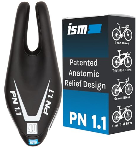 ISM PN 1.1 Padded Road Bike Saddle - Noseless Bicycle Seat for Road, Time Trial, Triathlon, and Gravel Bikes - Comfortable Bike Seat for Men and Women - Reduces Numbness & Discomfort