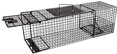 DeTec Große 89 x 29 x 29 cm Marderfalle Lebendfalle Tierfalle Katzenfalle Fuchsfalle Waschbärfalle Drahtfalle - mit Handgriffschutz und Falltür