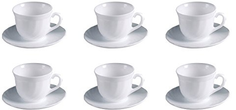 Luminarc 12-teiliges Trianon Kaffeetassen-Set, Opalglas, 220 ml, Weiß, Mikrowellengeeignet