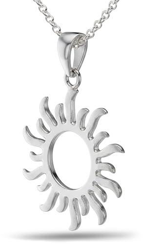 Vinani Damen Erbskette Sonnenanhänger 925 Sterling Silber matt ASON-T | nickelfrei, antiallergisch, glänzend, Design Deutschland, hautfreundlich, feine Optik, sommerliche Looks, klassische Outfits