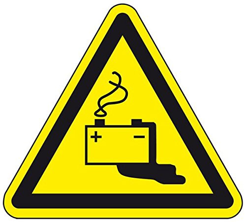 LEMAX® Schild I Warnschild Warnung vor...Aufladen von Batterien, Kunststoff, SL 200 mm, ASR A1.3, DIN EN ISO 7010 W026