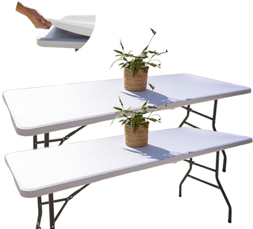 Glop - Lot de 2 Nappes Table Pliante 180 cm Blanches