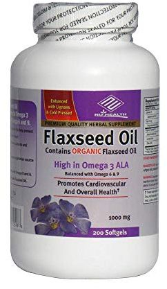 Organic Flaxseed Oil 1000 mg 200 Counts High in Omega 3 ALA