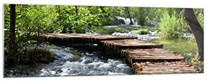 Moderne Impression sur Verre 160x50cm Image Tableau en Verre Decoration Murale Parc nature vert arbres Grand XXL Tableaux Decoratifs Muraux Chambre Panoramique Deco Cadre Salon Art GAB160x50-0356