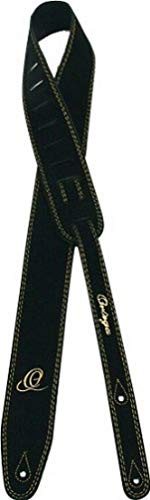 Ortega OSS2-BK hochwertiger schwarzer Wildledergurt mit gesticktem O-Label, 65mm Breit 142cm Lang
