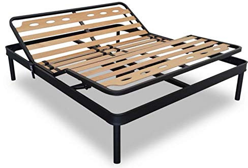 EVERGREENWEB MATERASSI & BEDS Elektrisch Lattenrost XXL aus orthopädische Stahlrahmen mit 14 Leisten Schichtholz H35 cm - 150x200 | Tecna Plus